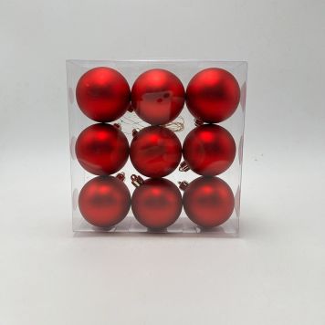 JULGRANSKULOR MATT 6CM RÖD 9-PACK