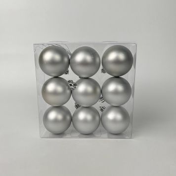 JULGRANSKULOR MATT 6CM SILVER 9-PACK