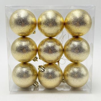 JULGRANSKULOR GLITTER 6CM GULD 9-PACK