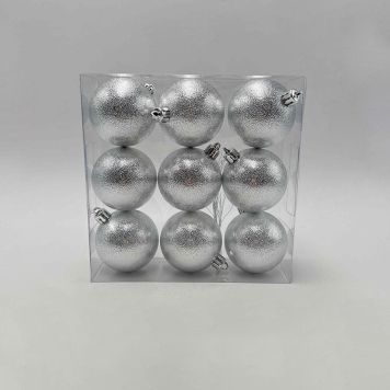 JULGRANSKULOR GLITTER 6CM SILVER 9-PACK