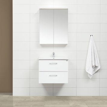 BADRUMSMÖBEL 4AQUA 1 MED SPEGELSKÅP VIT MATT 60CM