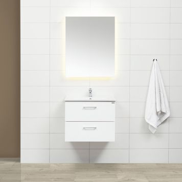 BADRUMSMÖBEL 4AQUA 2 MED SPEGEL VIT MATT 60CM