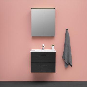 BADRUMSMÖBEL 4AQUA 3 MED SPEGELSKÅP SVART EK 60CM