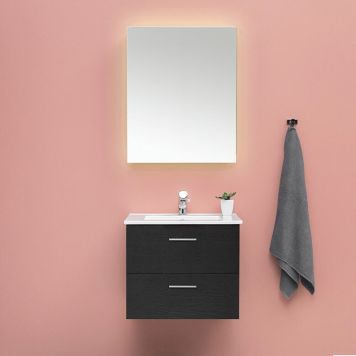 BADRUMSMÖBEL 4AQUA 4 MED SPEGEL SVART EK 60CM