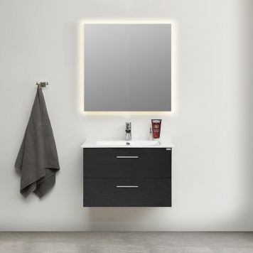 BADRUMSMÖBEL 4AQUA 8 MED SPEGEL SVART EK 80CM