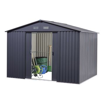 FÖRRÅD FLORAWORLD MED SADELTAK ANTRACIT 6,58M²