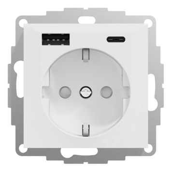 VÄGGUTTAG ELKO RS LADDUTTAG 1-VÄGS 2XUSB A+C RENVIT