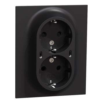 VÄGGUTTAG ELKO ONE 2-VÄGS JORDAT 2XUSB-C SVART