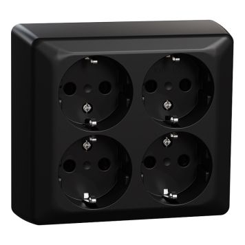 VÄGGUTTAG ELKO RS 4-VÄGS JORDAT UTANPÅLIGGANDE SVART