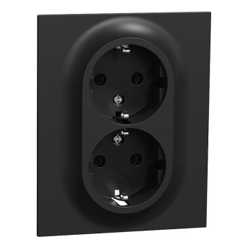 VÄGGUTTAG ELKO ONE 2-VÄGS JORDAT LÅG SVART