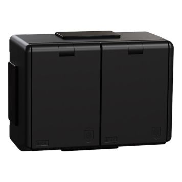 VÄGGUTTAG ELKO RS 2-VÄGS JORDAT IP44 SVART