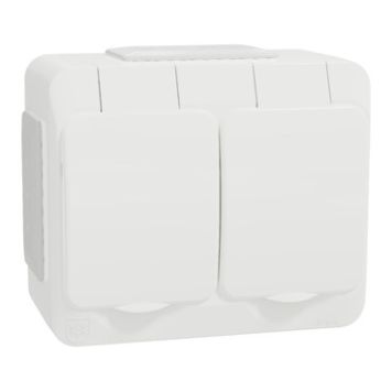 VÄGGUTTAG SCHNEIDER ELECTRIC WDE0400080 AQUA-STARK 2-VÄG JORDAD MED LOCK VIT