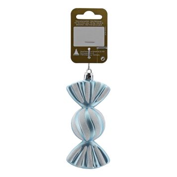 JULGRANSDEKORATION GODIS 12X5X4,5CM LJUSBLÅ/VIT