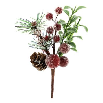 KVIST MED BÄR OCH KOTTAR 16CM GRÖN/RÖD