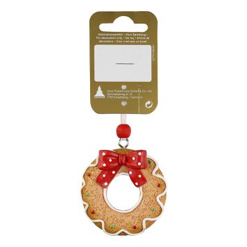 JULGRANSDEKORATION PEPPARKAKSKRANS Ø5,5CM RÖD/BRUN