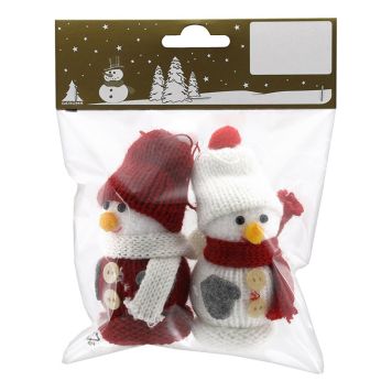SNÖGUBBE GARN 8X12,5CM VIT/RÖD 2-PACK