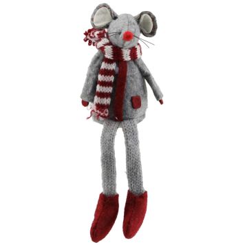 SITTANDE MUS 20X10CM GRÅ/RÖD                              