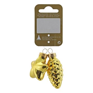 JULGRANSDEKORATION OLIKA FIGURER 2-PACK GULD