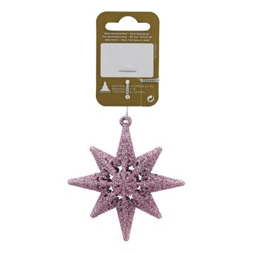 JULGRANSDEKORATION STJÄRNA GLITTER 9CM ROSA