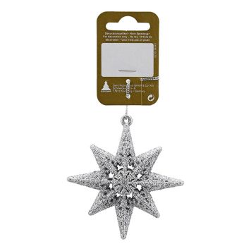 JULGRANSDEKORATION STJÄRNA GLITTER 9CM SILVER 