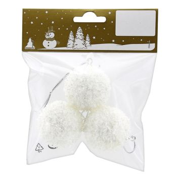 JULGRANSKULOR GLITTER Ø4CM VIT 3-PACK