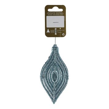 JULGRANSDEKORATION DROPPE GLITTER 6X12X2CM LJUSBLÅ