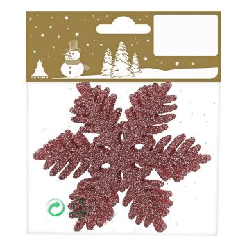 JULGRANSDEKORATION SNÖFLINGOR GLITTER Ø10CM RÖD