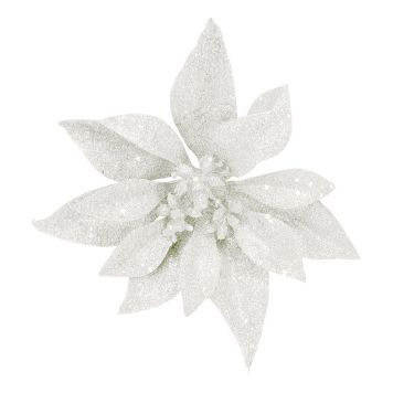 BLOMMA MED CLIP GLITTER Ø14CM VIT 