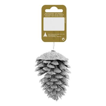 JULGRANSDEKORATION KOTTE GLITTER 9CM SILVER