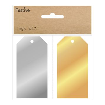 JULETIKETTER MANILLA118X142MM GULD/SILVER 12-PACK