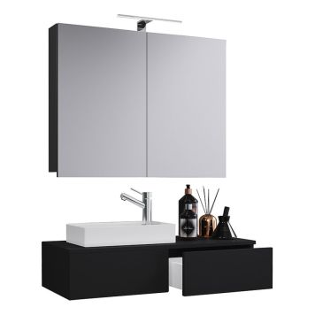 BADRUMSMÖBEL VCM GUDAS SPEGELSKÅP 85CM SVART