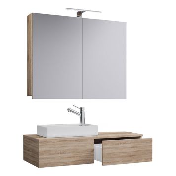 BADRUMSMÖBEL VCM GUDAS SPEGELSKÅP 85CM SONOMA EK