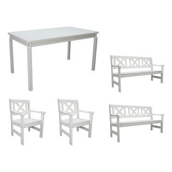 MATGRUPP BALTIC GARDEN EUROPE BORD+2 SOFFOR+2 FÅTÖLJER VIT