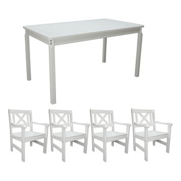 MATGRUPP BALTIC GARDEN EUROPE BORD+4 FÅTÖLJER  VIT