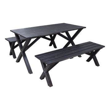 MATGRUPP BALTIC GARDEN SCOTTSDALE BORD+2 BÄNKAR SVART