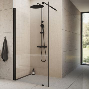 DUSCHVÄGG CAMARGUE VAL MATT SVART 100CM