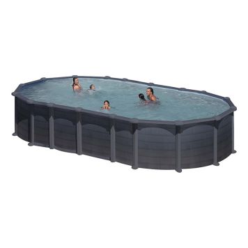 POOL GRE OVAL 730X375X132CM SVART GRAFIT