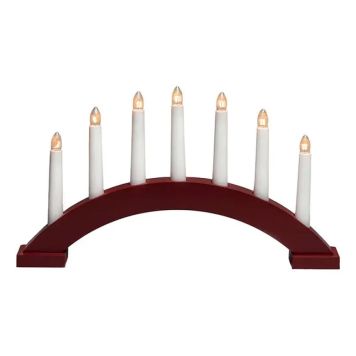 ADVENTSLJUSSTAKE KONSTSMIDE 7L TRÄ MÖRKRÖD