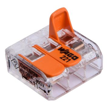 ANSLUTNINGKLÄMMA WAGO 221 3-P 0.08–2.5MM² 12ST/FRP