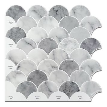 KAKELDEKOR PEEL & STICK SCALES 30X30CM LJUSGRÅ