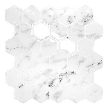 KAKELDEKOR PEEL & STICK HEXAGON MARMOR 30X30CM VIT