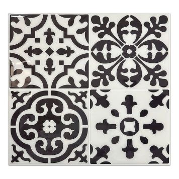 KAKELDEKOR PEEL & STICK RETRO 30X30CM VIT/SVART