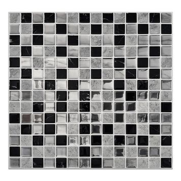 KAKELDEKOR PEEL & STICK MOSAIK 30X30CM SVART/VIT