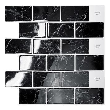 KAKELDEKOR PEEL & STICK SUBWAY S MARMOR 30X30CM SVART