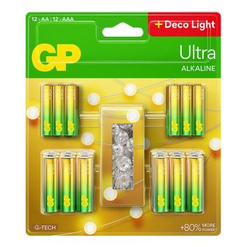 LJUSSLINGA GP BATTERIES + ULTRA BATTERIER 12ST AA + 12ST AAA
