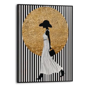 TAVLA REINDERS WALKING LADY STRIPES SLIM FRAME 30X40CM SVART