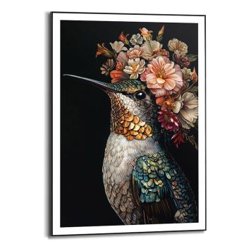 TAVLA REINDERS LOVELY HUMMINGBIRD SLIM FRAME 50X70CM SVART