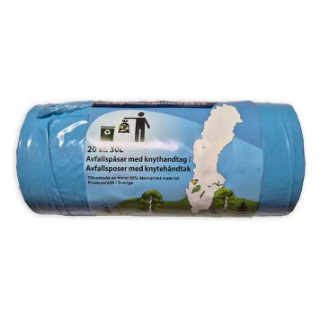 AVFALLSPÅSE TRIOWORLD MED KNYTHANDTAG 30L BLÅ 20ST/FRP 