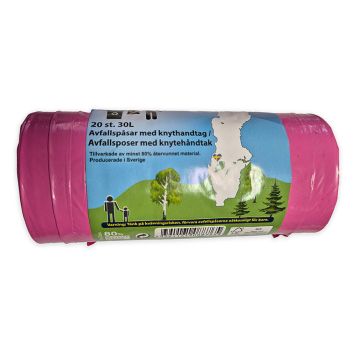 AVFALLSPÅSE TRIOWORLD MED KNYTHANDTAG 30L ROSA 20ST/FRP 