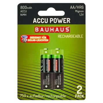 SOLCELLSBATTERI BAUHAUS ACCU POWER AA 2-PACK